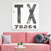 Toile Code Postal de l'État Rustique de Ferme Texas (Insitu(Salon))
