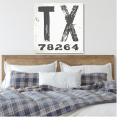 Toile Code Postal de l'État Rustique de Ferme Texas (Insitu(Chambre))