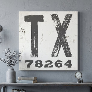 Toile Code Postal de l'État Rustique de Ferme Texas