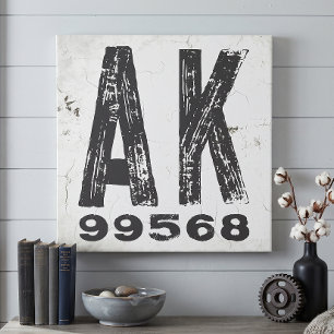 Toile Code Postal Rustique de Ferme d'Alaska