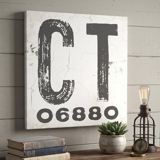 Toile Code Postal Rustique de Ferme du Connecticut