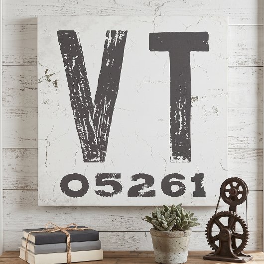 Toile Code Postal Rustique de Ferme du Vermont