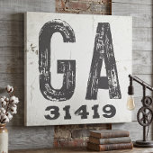Toile Code Postal Rustique de Ferme Géorgie