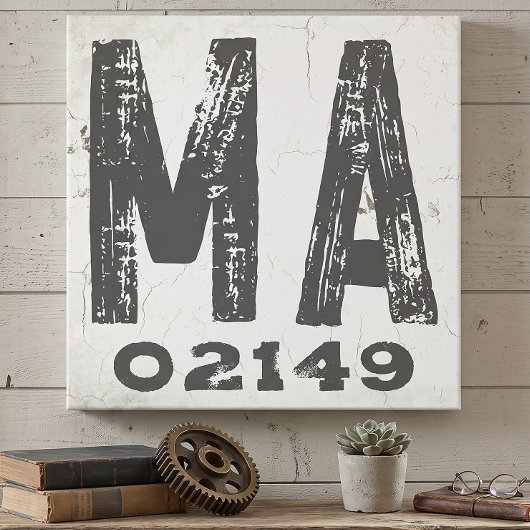 Toile Code Postal Rustique de Ferme Massachusetts