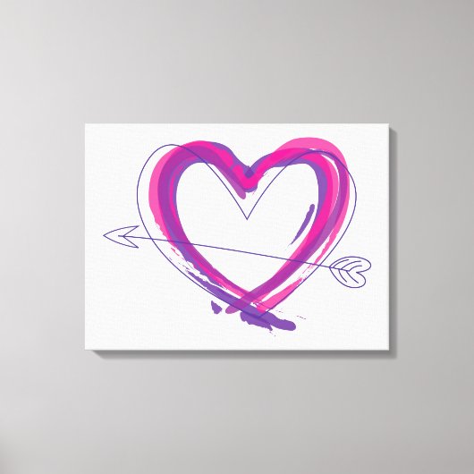 Toile Coeur Abstrait en violet et rose (Recto)