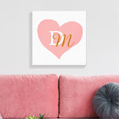 Toile coeur-amour-rose monogrammé (Insitu(Salon))