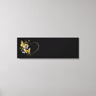 Toile Coeur aux papillons d'or