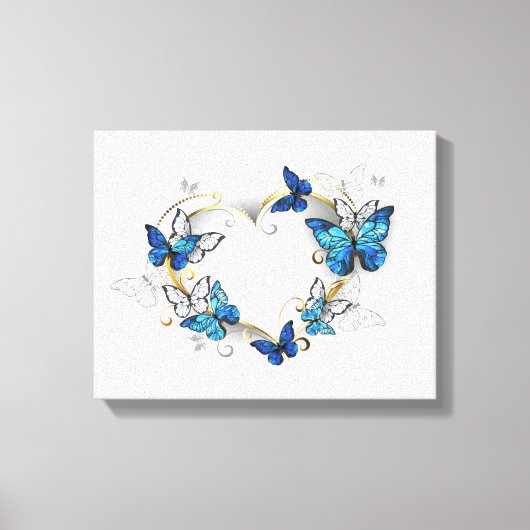 Toile Coeur bijoux avec papillons Morpho (Recto)