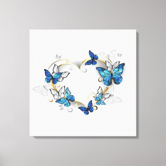 Toile Coeur bijoux avec papillons Morpho (Recto)