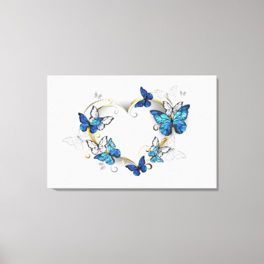 Toile Coeur bijoux avec papillons Morpho (Recto)