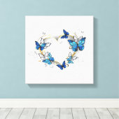 Toile Coeur bijoux avec papillons Morpho (Insitu (Plancher de Bois))