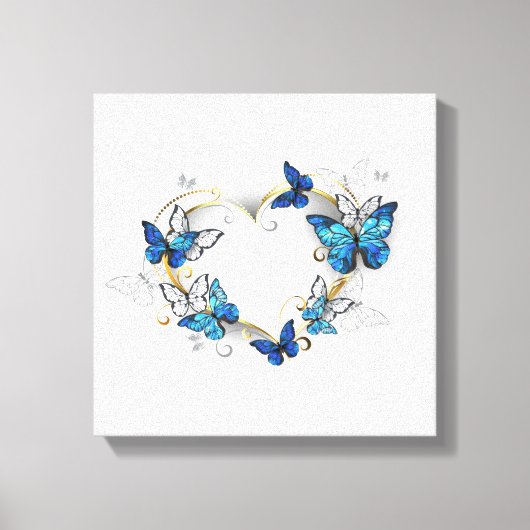 Toile Coeur bijoux avec papillons Morpho (Recto)