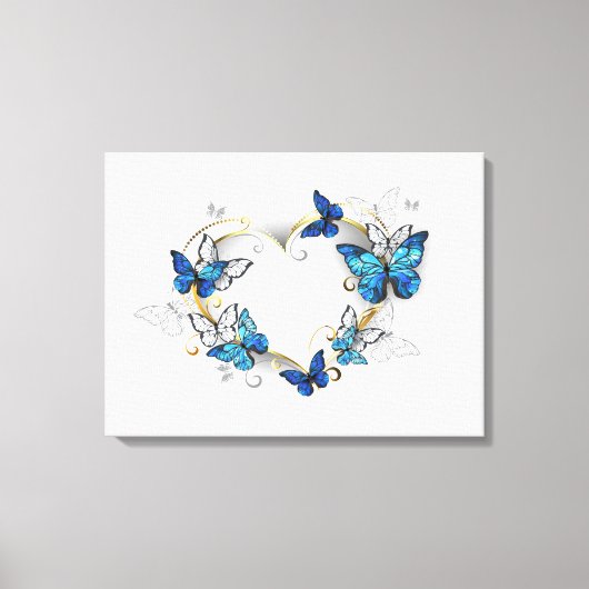 Toile Coeur bijoux avec papillons Morpho (Recto)