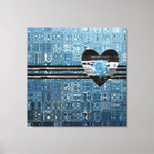 Toile Coeur bleu Rose glacé