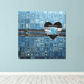 Toile Coeur bleu Rose glacé (Insitu (Plancher de Bois))