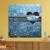 Toile Coeur bleu Rose glacé (Insitu(Salon))