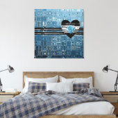 Toile Coeur bleu Rose glacé (Insitu(Chambre))