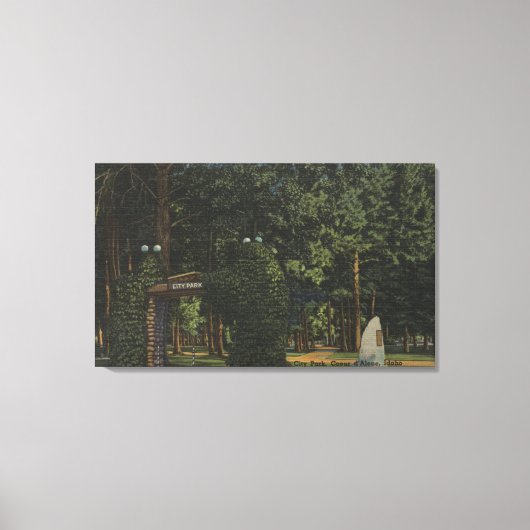 Toile Coeur d'Alene, ID - Vue du parc de la ville (Recto)