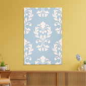 Toile Coeur Damas Lg Ptn II rose sur bleu (Insitu(Salon))