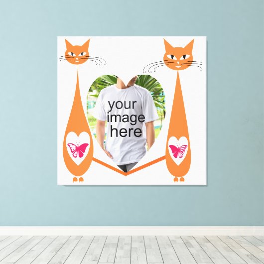 Toile Coeur d'amour de chat modifiable - Conception de t (Insitu (Plancher de Bois))