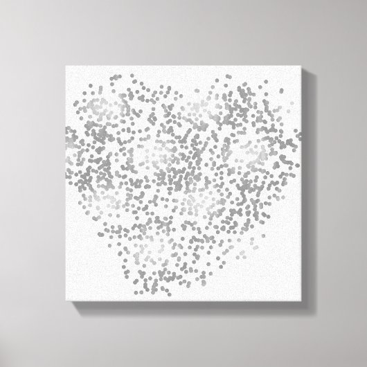 Toile Coeur de Confetti Argent et Blanc (Recto)