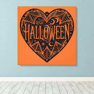 Toile Cœur d'Halloween, Forme de cœur noir, Vacances
