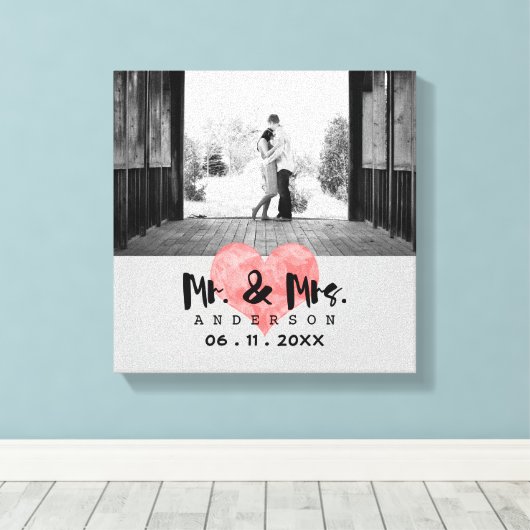 Toile Coeur empilé Rustique M & Mme Mariage (Insitu (Plancher de Bois))