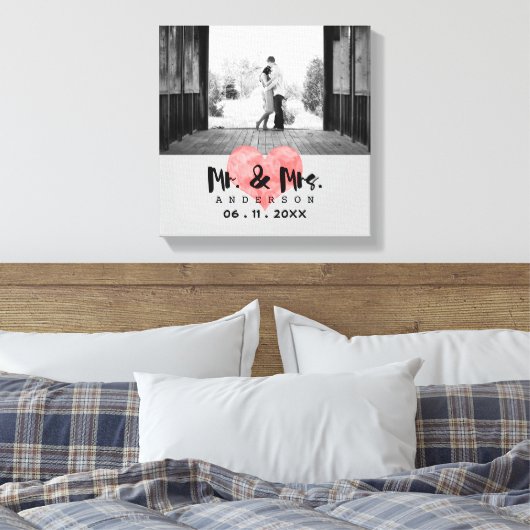 Toile Coeur empilé Rustique M & Mme Mariage (Insitu(Chambre))