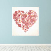 Toile Coeur en fleurs dessinées à la main (Insitu (Plancher de Bois))