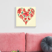 Toile Coeur rétro des fleurs symbole d'amour (Insitu(Salon))