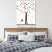 TOILE COEUR ROMANTIQUE ROUGE NOIR ARBRE D'ENCRE AVEC BAL (Insitu(Chambre))