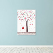 TOILE COEUR ROMANTIQUE ROUGE NOIR ARBRE D'ENCRE AVEC BAL (Insitu (Plancher de Bois))