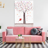 TOILE COEUR ROMANTIQUE ROUGE NOIR ARBRE D'ENCRE AVEC BAL (Insitu(Salon))