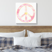 Toile Coeur rose de signe de paix d'or d'aquarelle (Insitu(Chambre))