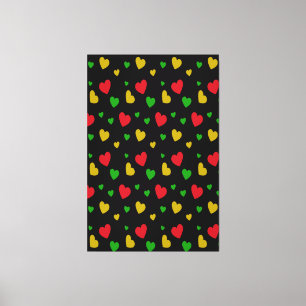 Toile Cœurs Colorés Rouge Vert Jaune Saint-Valentin
