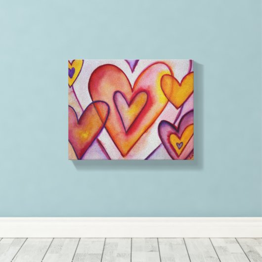 Toile Coeurs d'amour intervertissants Peintures d'art en (Insitu (Plancher de Bois))