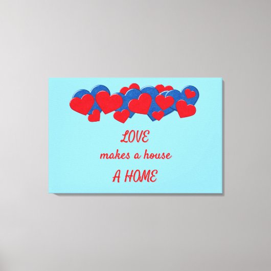 Toile Coeurs d'amour rouge et bleu sur arrière - plan bl (Recto)