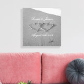 Toile Coeurs dans la plage de sable photo papier de toil (Insitu(Salon))