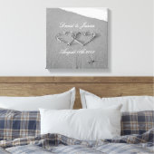 Toile Coeurs dans la plage de sable photo papier de toil (Insitu(Chambre))