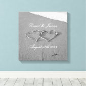 Toile Coeurs dans la plage de sable photo papier de toil (Insitu (Plancher de Bois))