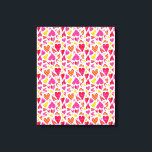 Toile Coeurs de gribouillis avec Motif et texture<br><div class="desc">Ce joli motif fantaisiste a des coeurs qui s'entrelacent dans un style doodle. Elles sont faites dans les tons violet, rose, orange et jaune sur un arrière - plan blanc cassé. Certains coeurs ont des pois, d'autres des plaids ou des rayures. Ils semblent tous flotter les uns autour des autres...</div>