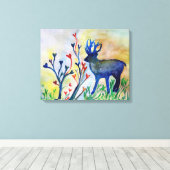 Toile Coeurs de rennes Aquarelle Art romantique unique (Insitu (Plancher de Bois))