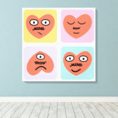 Toile Coeurs d'humeur - Quatre faces différentes (Insitu (Plancher de Bois))