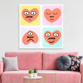Toile Coeurs d'humeur - Quatre faces différentes (Insitu(Salon))