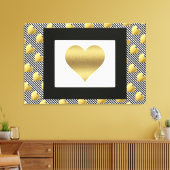 Toile Coeurs d'or et rayures noires (Insitu(Salon))