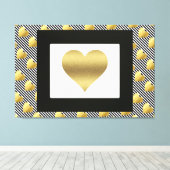 Toile Coeurs d'or et rayures noires (Insitu (Plancher de Bois))