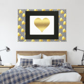 Toile Coeurs d'or et rayures noires (Insitu(Chambre))