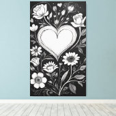 Toile Cœurs et fleurs (Insitu (Plancher de Bois))