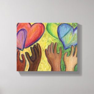 Toile Coeurs et mains Diversité Peinture Canvas Art Imp