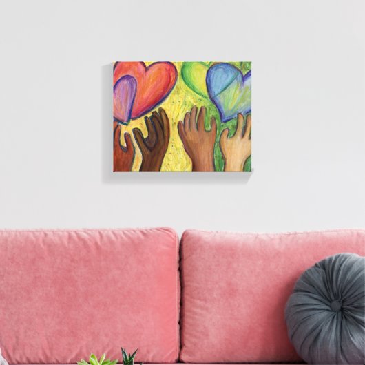 Toile Coeurs et mains Diversité Peinture Canvas Art Impr (Insitu(Salon))